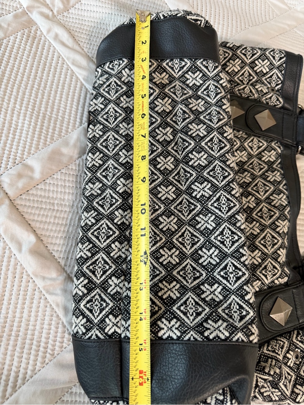 Loungefly Black & White Sugar Skull Shoulder Bag with Stud Accents - Picture 5 of 10